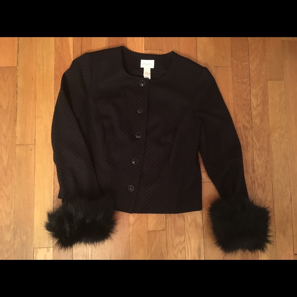 Chico’s Jacket with Removable Faux Fur Cuffs